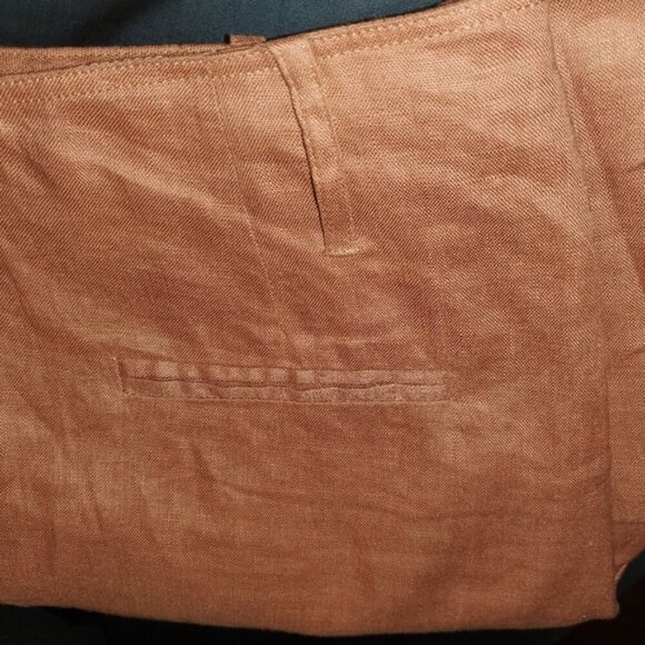 Hanifa Jade Cocoa Flare Leg Linen Pants Size L - Picture 8 of 12